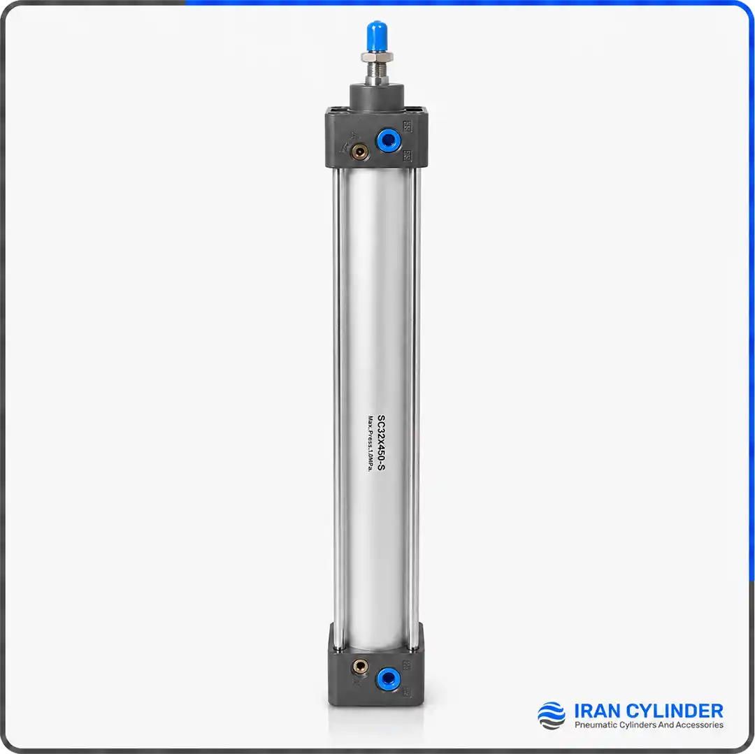 sc32x450-s-pneumatic-cylinder جک پنوماتیک چهارمیل SC32x450-S قطر 32 کورس 450