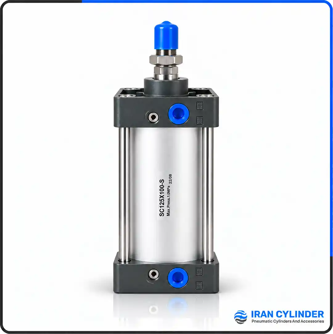 sc125x100-s-pneumatic-cylinder جک پنوماتیک چهارمیل SC125x100-S با قطر پیستون ۱۲۵ و کورس ۱۰۰ میلیمتر