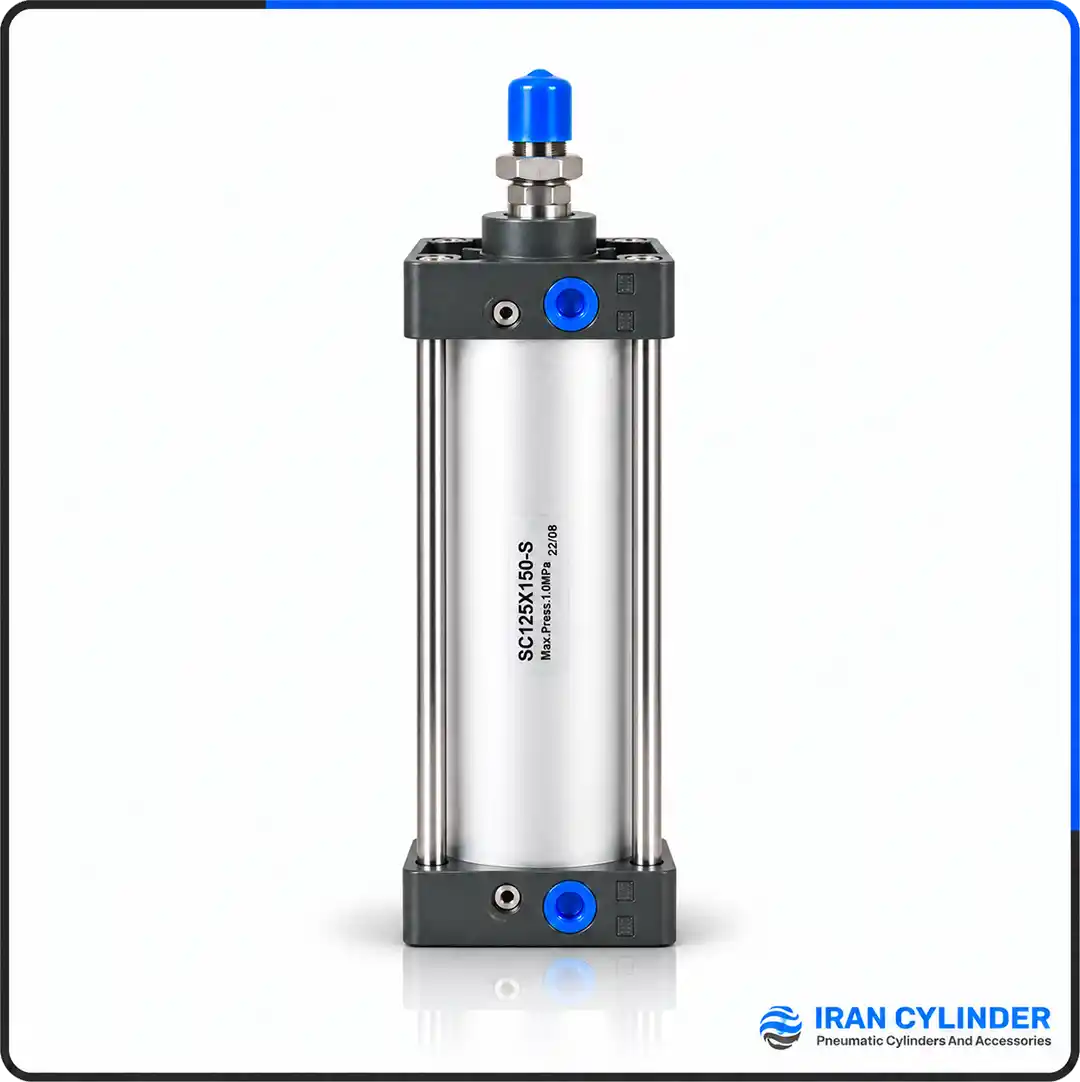 sc125x150-s-pneumatic-cylinder جک پنوماتیک چهارمیل SC125x150-S با قطر پیستون ۱۲۵ و کورس ۱۵۰ میلیمتر