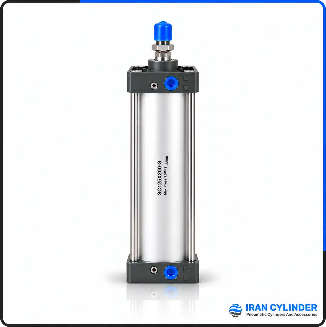 sc125x200-s-pneumatic-cylinder جک پنوماتیک چهارمیل SC125x200-S با قطر پیستون ۱۲۵ و کورس ۲۰۰ میلیمتر