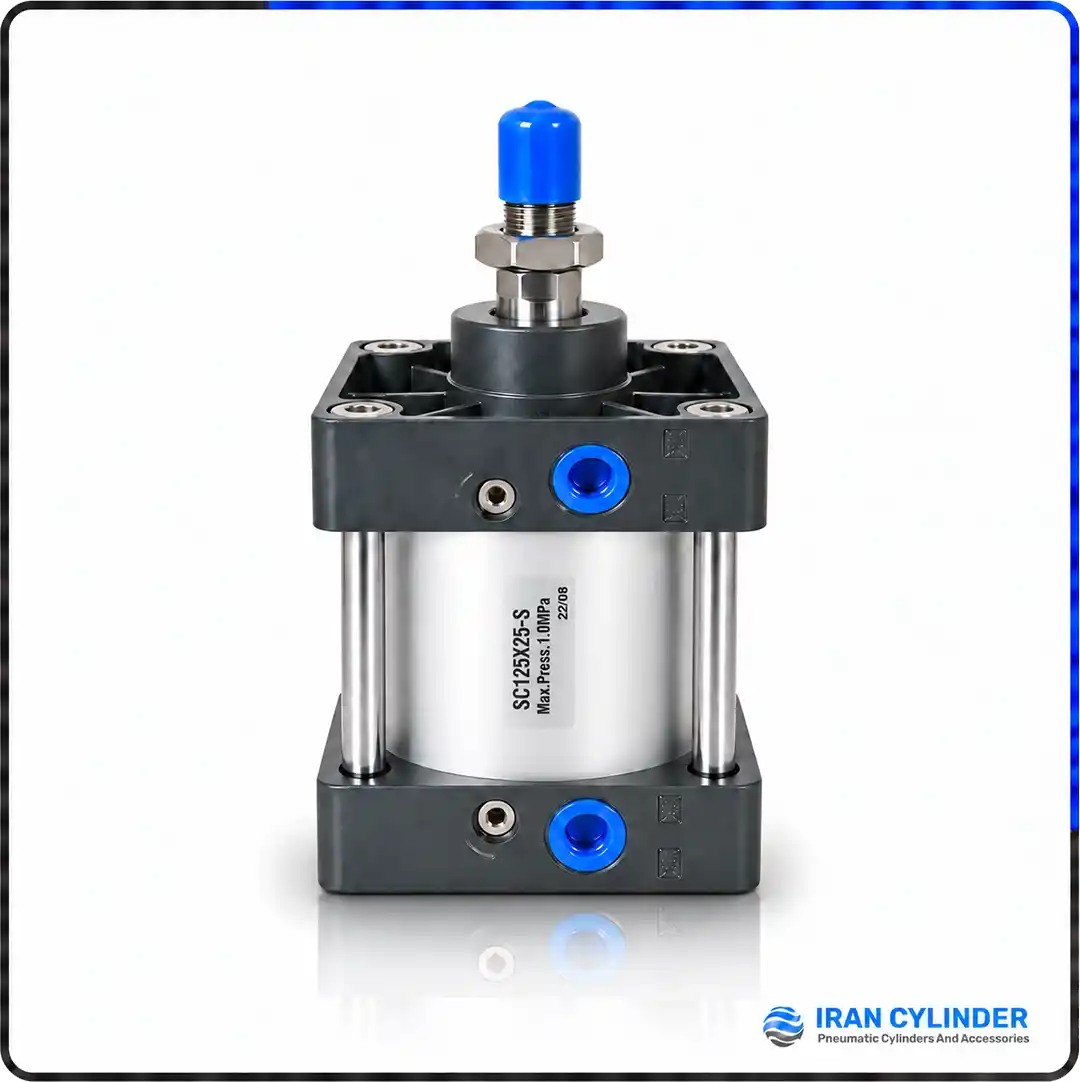 sc125x25-s-pneumatic-cylinder جک پنوماتیک چهارمیل SC125x25-S با قطر پیستون ۱۲۵ و کورس 50 میلیمتر