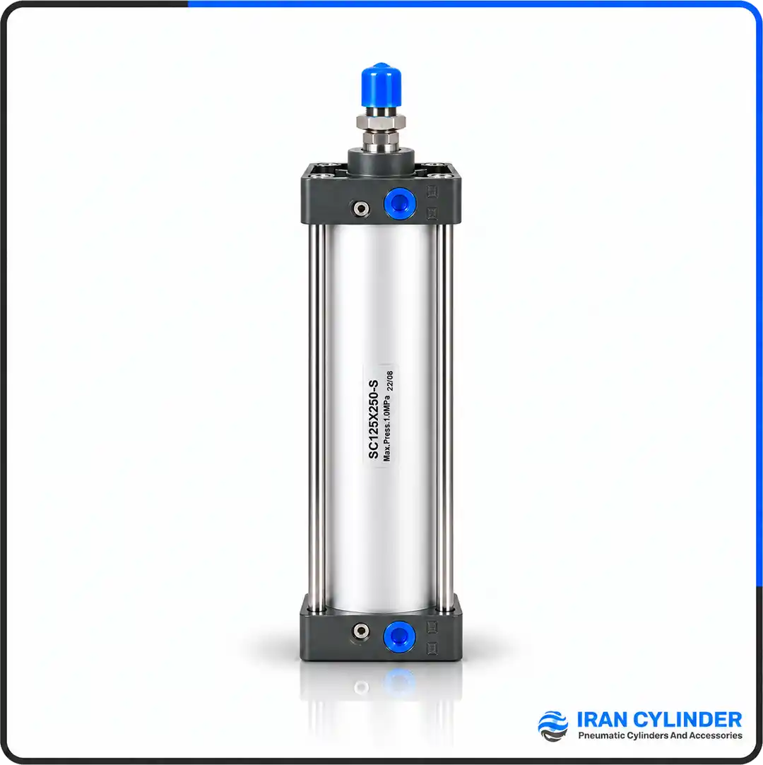 جک پنوماتیک چهارمیل SC125x250-S با قطر پیستون ۱۲۵ و کورس ۲۵۰ میلی‌متر