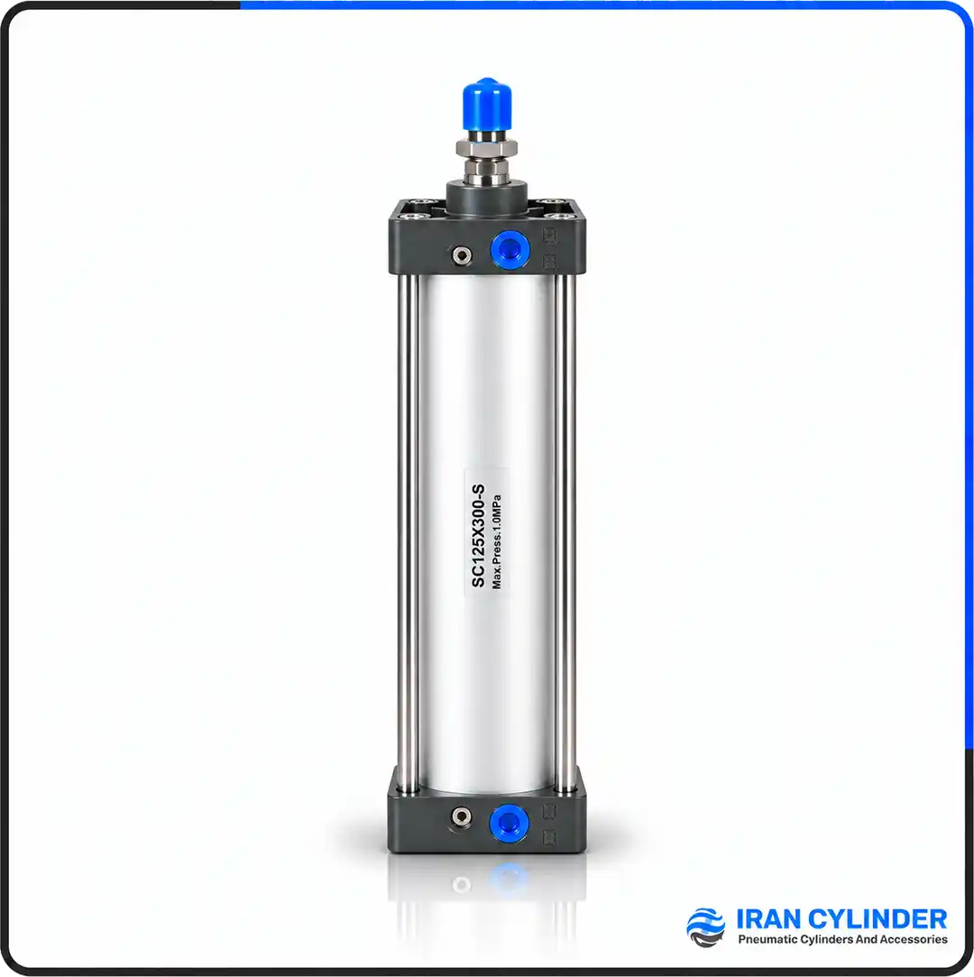 جک پنوماتیک چهارمیل SC125x300-S با قطر پیستون ۱۲۵ و کورس ۳۰۰ میلی‌متر