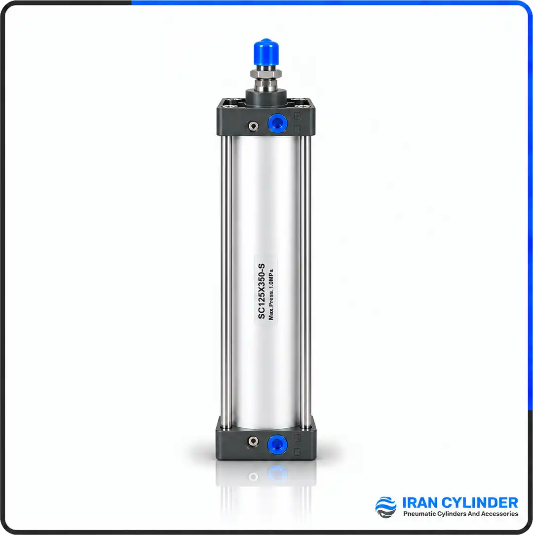 جک پنوماتیک چهارمیل SC125x350-S با قطر پیستون ۱۲۵ و کورس ۳۵۰ میلی‌متر