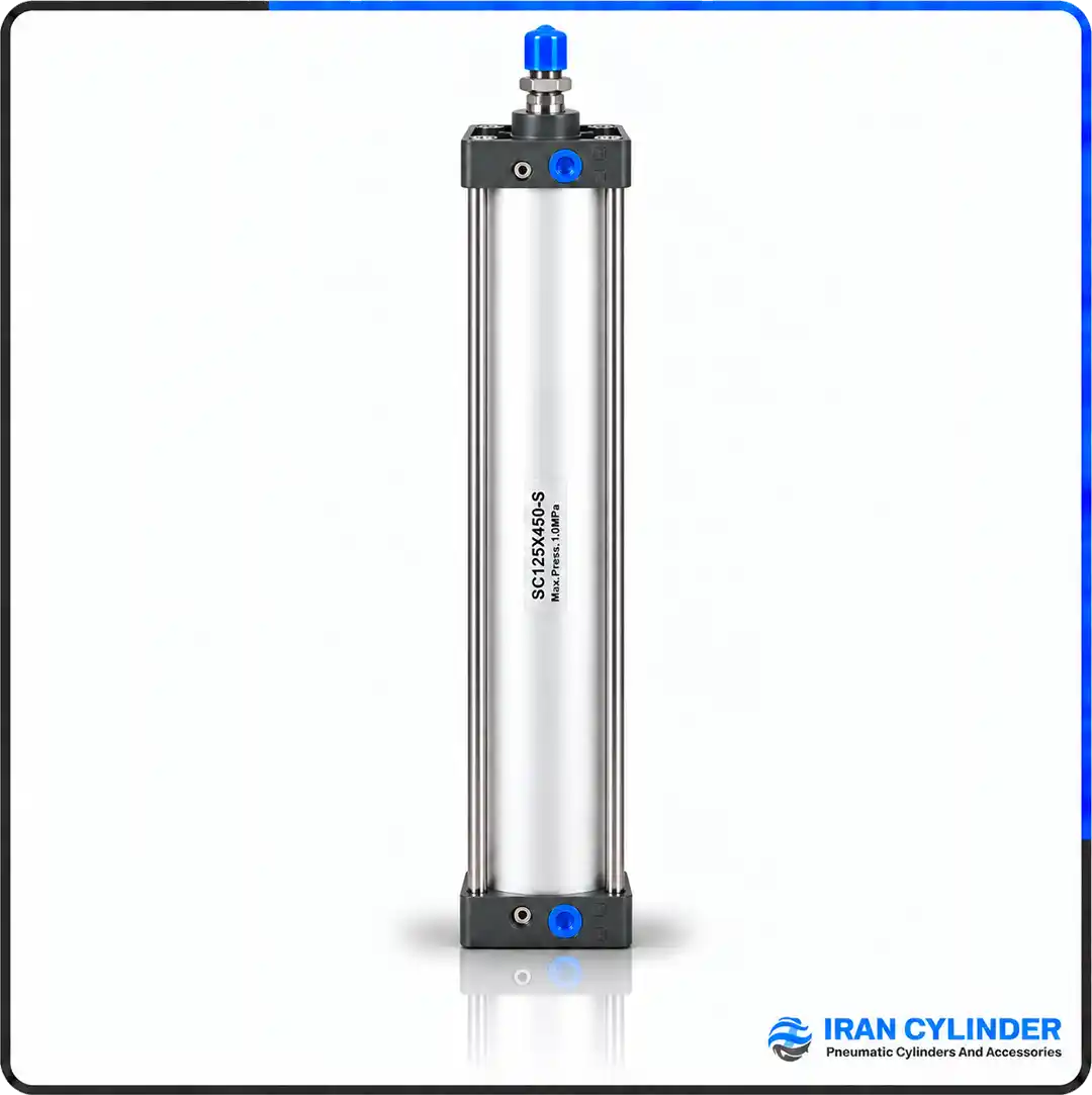 جک پنوماتیک چهارمیل SC125x450-S با قطر پیستون ۱۲۵ و کورس ۴۵۰ میلی‌متر