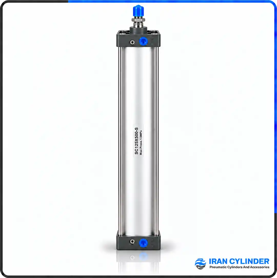 sc125x500-s-pneumatic-cylinder جک پنوماتیک چهارمیل SC125x500-S با قطر پیستون ۱۲۵ و کورس ۵۰۰ میلیمتر