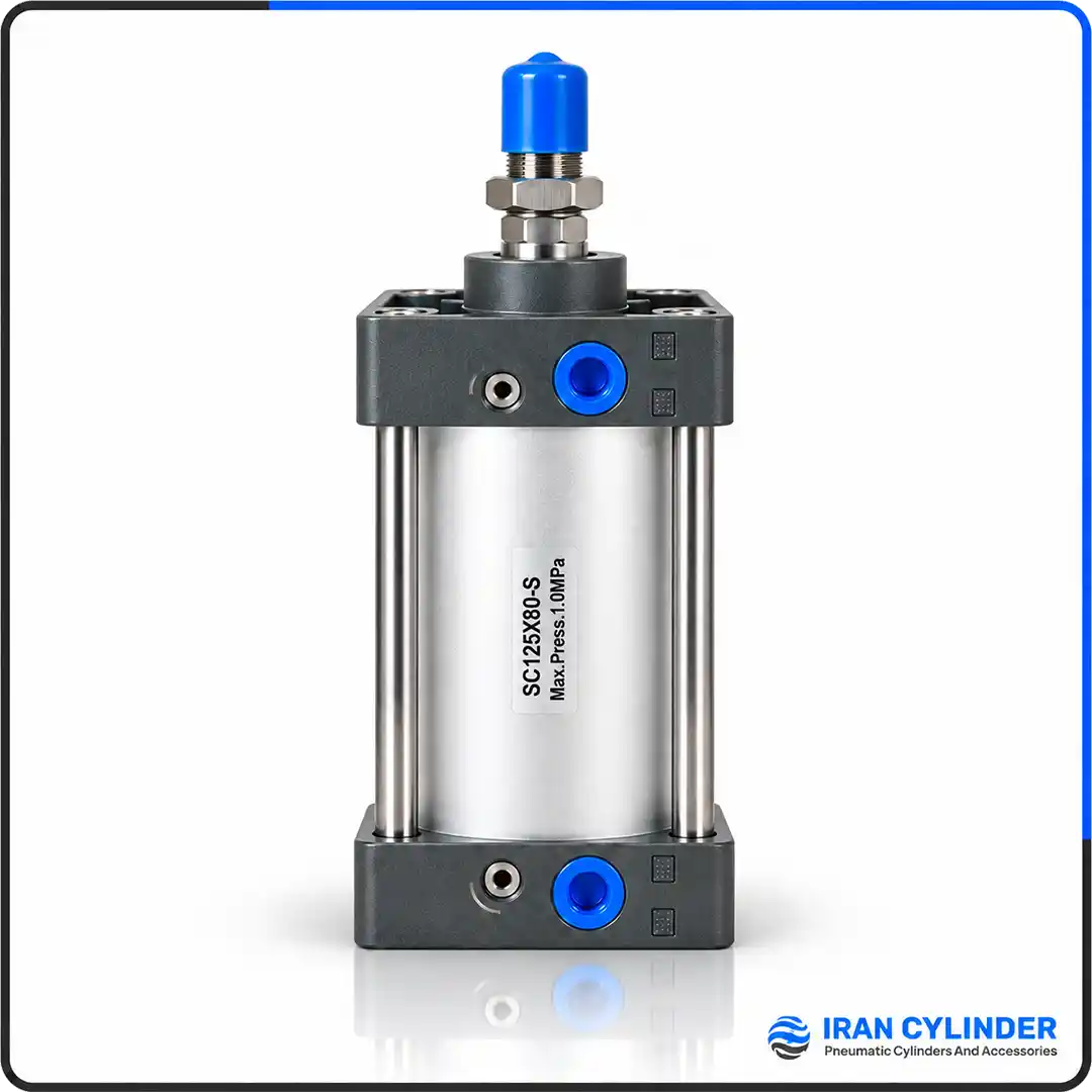 جک پنوماتیک چهارمیل SC125x80-S با قطر پیستون ۱۲۵ و کورس ۸۰ میلی‌متر